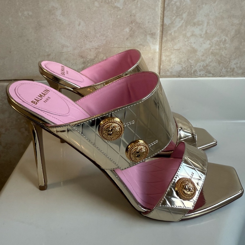 Balmain Gold Women's Heeled Sandals